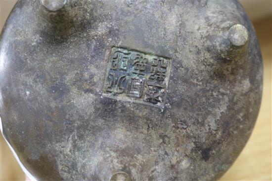 A Chinese bronze censer W.5.5in.